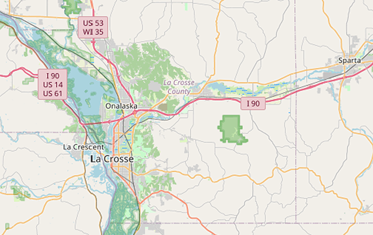 Map of greater La Crosse Wisconsin area.
